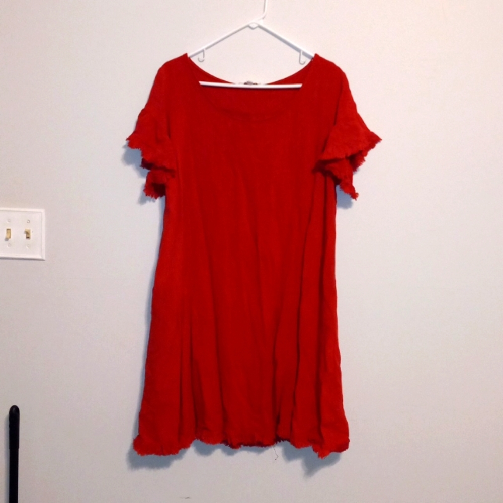 Umgee red linen/cotton dress